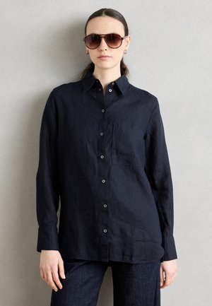 BLOUSE EASY SHAPED LONG SLEEVE COLLAR CHEST POCKET SOLID - Chemisier - deep night blue
