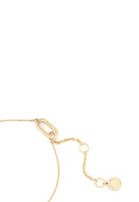 Kultaketju rannekoru, jossa on paperiliitinohjelma, teksturoituja lenkkejä, roikkuva ketju, jossa on pyöreä riipus, ja turvallinen lukko.