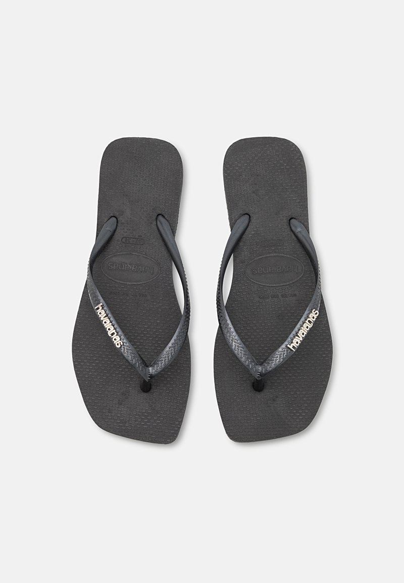 Havaianas - SLIM SQUARE LOGO METALLIC - Pool shoes - black/silver, Enlarge