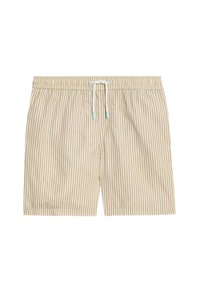 Randiga badshorts i krämfärgad och ljusbrun, med elastisk midja och dragsko samt subtila sid sömmar. Lättviktsmaterial.