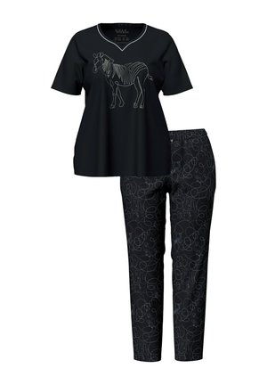 Ulla Popken, SAFARI LINE TWO PIECE PAJAMA SET - Nattøj sæt - black