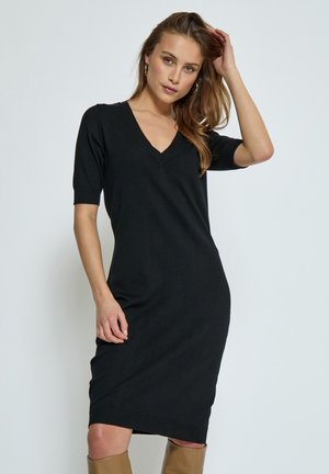 MIMILLA V-NECK KNIT DRESS 2 - Šaty do práce - black