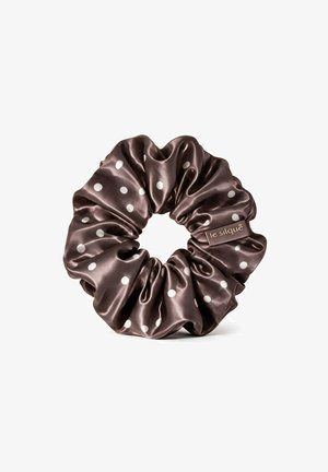 CRYSTALLOVE, GUMKA DO WŁOSÓW Z JEDWABIU ESPRESSO DOTS - ROZMIAR L | LE SILQUE - Hair styling accessory - espresso dots