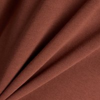 Tecido de algodão castanho com uma textura suave, dobrado para exibir o seu fio liso e uniforme e a rica cor. Não há padrões ou acessórios visíveis.