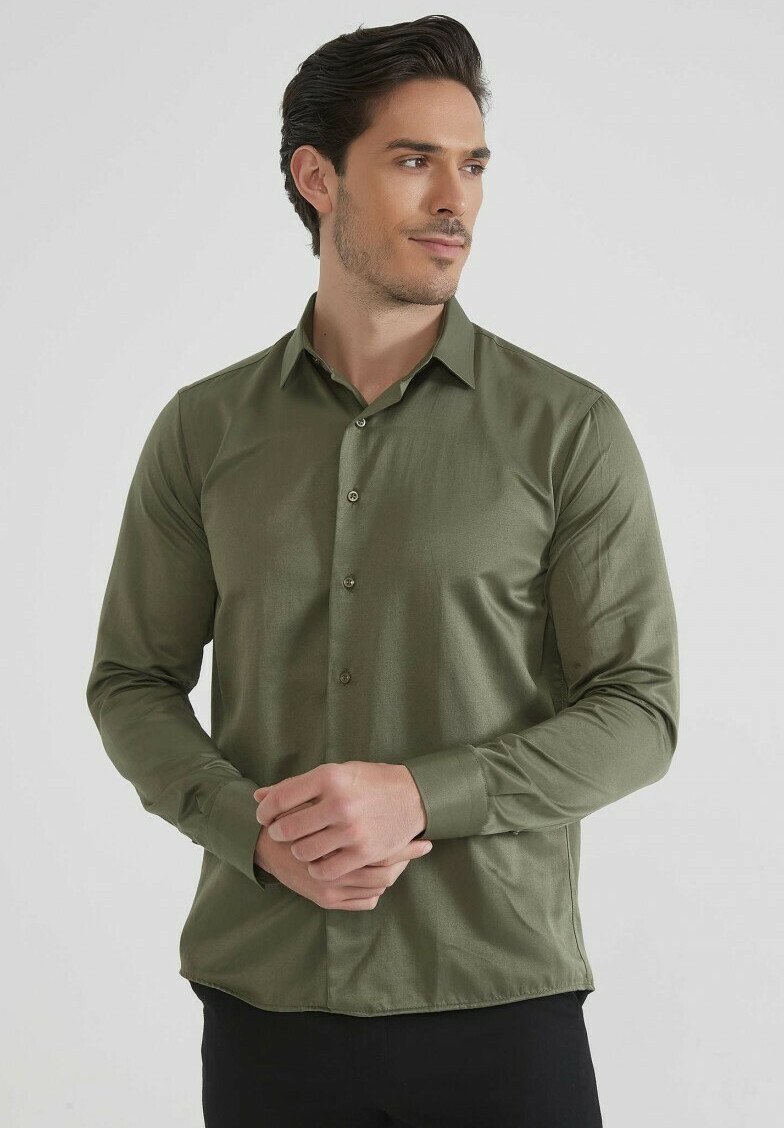 Yves Enzo Chemise kaki/vert foncé