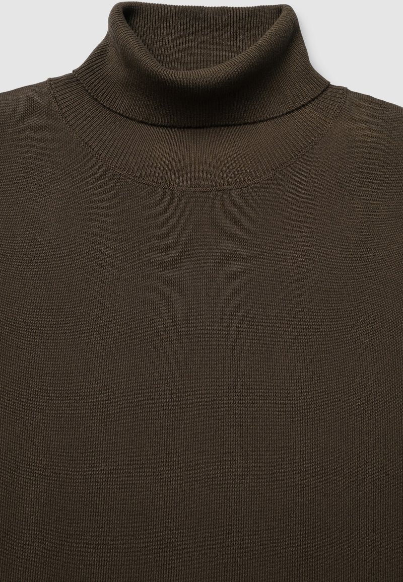 SALNIER Maglione Uomo A Collo Alto Slim Fit, Maniche Lunghe, Tinta Unita, Termico E Morbido, 100% Cotone Modal, D-Marrone, XL