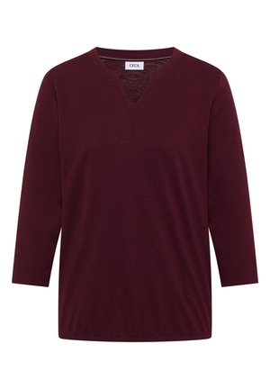 Cecil, 3/4-SLEEVE TOP WITH SPLIT NECK AND ELASTICATED HEM - Camicetta - red wine