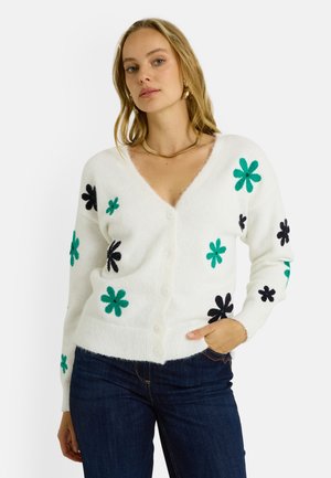 2 EN 1 FLEURS BRODÉES - Chaqueta de punto - ecru