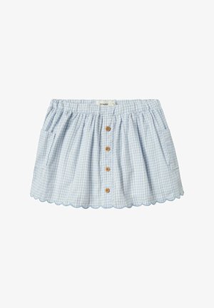 Sinine ruuduline seelik, millel on laineline äär, elastne vöökoht, eesnuppude kinnitamine ja kaks küljetaskut. Valmistatud kergetest materjalidest.