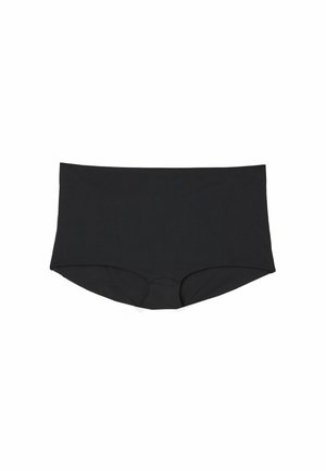 Black hipster underwear made of soft fabric, featuring a seamless design and smooth texture, with full coverage and no visible hardware.
