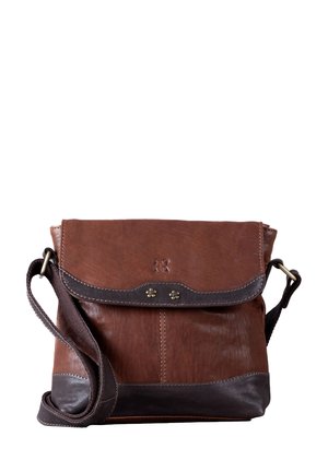 FLAPOVER HARTSOP - Cross body bag - tan and brown