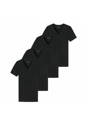 Schiesser V-AUSSCHNITT KURZARM UNI 4ER PACK - Undershirt - schwarz