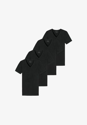 Schiesser V-AUSSCHNITT KURZARM UNI 4ER PACK - Unterhemd/-shirt - schwarz