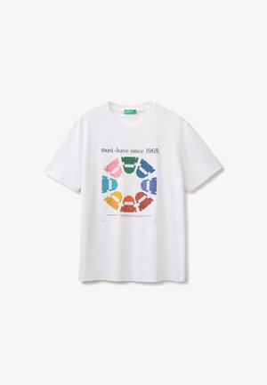 United Colors of Benetton, TOP WITH LOGO, REGULAR FIT. LOGO PRINT ON FRONT.. - T-shirt con stampa - white