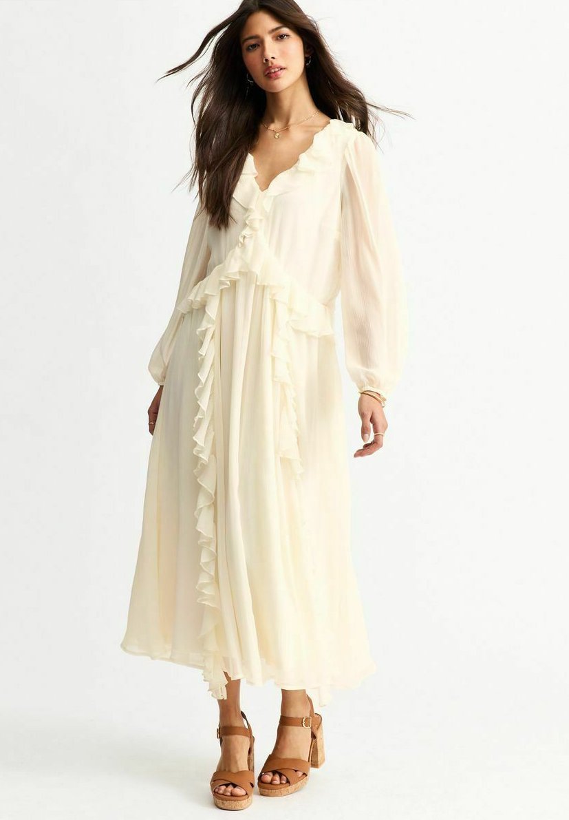 New Look RUFFLE TRIMMED MIDI - Day dress - cream/beige - Zalando New Look RUFFLE TRIMMED MIDI - Day dress - cream/beige - Zalando
