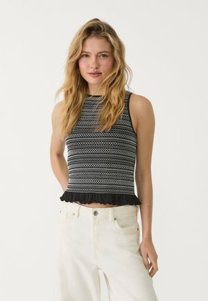 CONTRAST WITH RUFFLES  - Débardeur - black