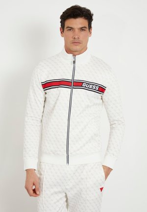 ALLOVER LOGO - Felpa con zip - weiß