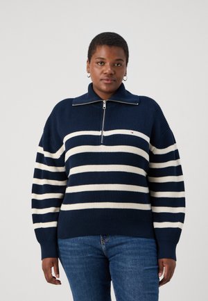 STITCH 1/2 ZIP - Strikkegenser - desert sky/ivory petal