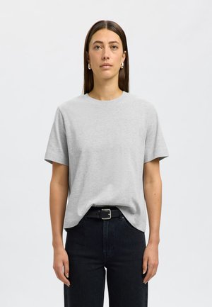 Selected Femme SLFESSENTIAL BOXY TEE - Navadna majica - light grey melange