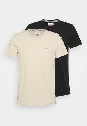 CREW NECK TEES 2 PACK - T-shirt basic - savannah sand/black