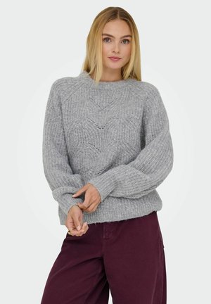ONLGILA LIFE STRUCTURE O-NECK - Stickad tröja - medium grey melange