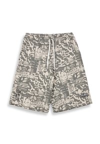 Shorts met camouflagepatroon in grijstinten met grafische prints, elastische tailleband en trekkoord; voorzien van logo op het onderbeen.