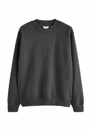 Tummanharmaa huppari pehmeästä kankaasta, pyöreällä kaula-aukolla, pitkillä hihoilla sekä ribbaidut hihansuut ja helma. Yksinkertainen, tasainen värimalli.
