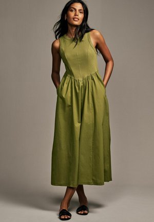 MIX SLEEVELESS RACER MIDI - Jerseyklänning - khaki green