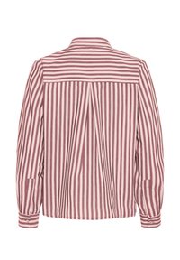 Camicia a maniche lunghe a righe in rosa e crema, con piega sul retro, polsini con bottoni e design colletto classico.