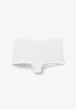 Boxers cortos de algodón blancos con una textura suave, corte medio y sin costuras visibles. Diseñados para comodidad y un ajuste seguro.