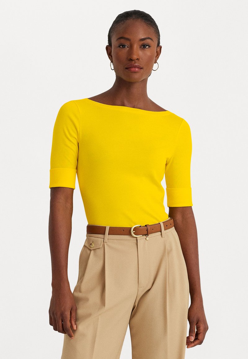 Lauren Ralph Lauren STRETCH COTTON BOATNECK TEE - T-shirts - lemon daffodil