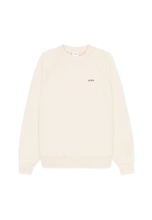 Sweat-shirt à manches longues couleur crème avec petit logo noir "LES DEUX" sur la poitrine gauche et poignets et ourlet côtelés.