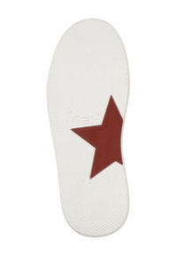 Soletta bianca con superficie textured, caratterizzata da un accento a forma di stella rossa e con il nome del marchio "Ash" impresso, taglia 40 visibile.