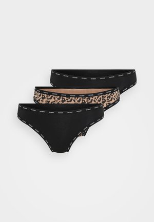Guess PRINTED BASIC THONG 3 PACK - String - black/brown