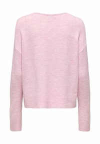 Lichtroze trui met een iets losse pasvorm, ronde halslijn en lange mouwen. Voorzien van geribbelde zoom en manchetten, gemaakt van zacht gebreid materiaal.