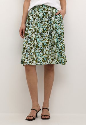 AMBER - A-line skirt - blue green abstract flower