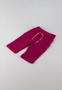 Fleece-Jogginghose in Magenta mit verstellbarem Bund. Verfügt über Seitentaschen und eine glatte Textur. Geeignet für legere Freizeitkleidung.