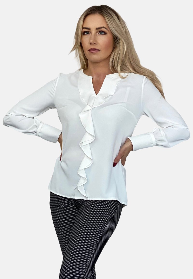 REGINA FASHION WITH RUFFLE Blouse ecru/white denim Zalando