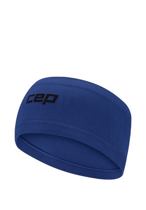Blue elastic fabric headband with black "cep" logo on the front, designed for sports or outdoor activities.