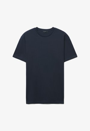 T-shirt in cotone blu navy con collo rotondo, maniche corte e vestibilità comoda. Tessuto liscio e cuciture discrete.