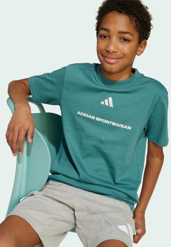 SLOGAN  - Print T-shirt - preloved teal3