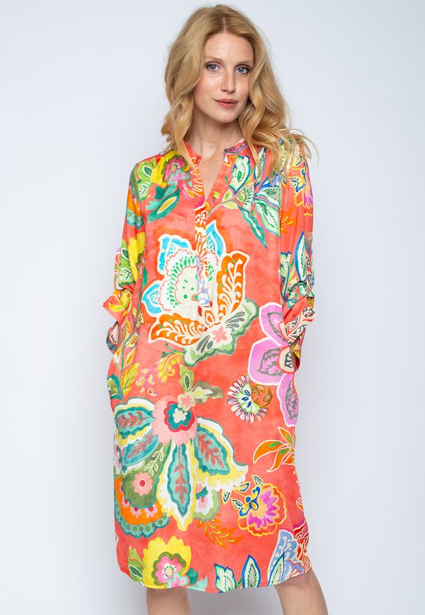 Blusenkleid - coral multi flowers