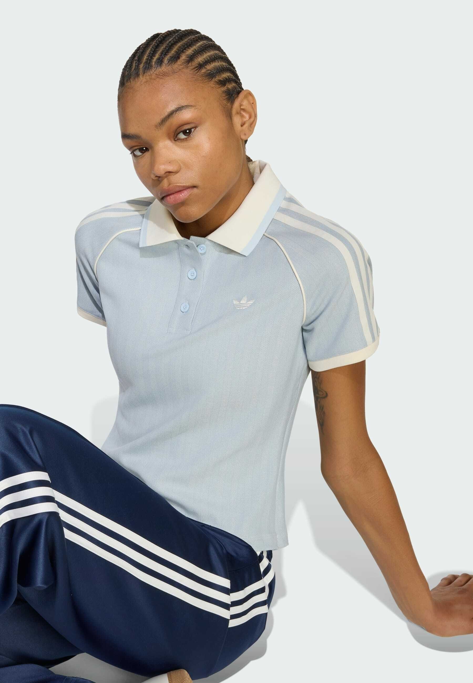 adidas Originals TWEED POLO - Polo shirt - crystal sky/light blue