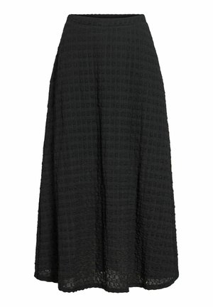 VILA, MIDI SKIRT VIGARMINA HIGH WAIST - A-vonalú szoknya - black beauty