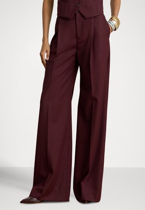 WOOL-BLEND TWILL WIDE-LEG PANT - Bukse - dark garnet