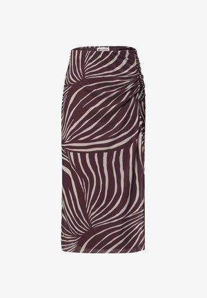 Street One, MIDI-ROCK AUS MESH MIT PRINT - A-line skirt - rustic rouge