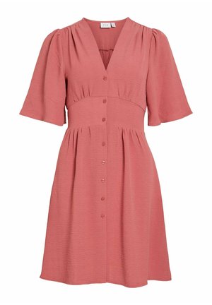 VILA, SHORT DRESS VISKOV SHORT SLEEVED - Skjortekjole - rose brown