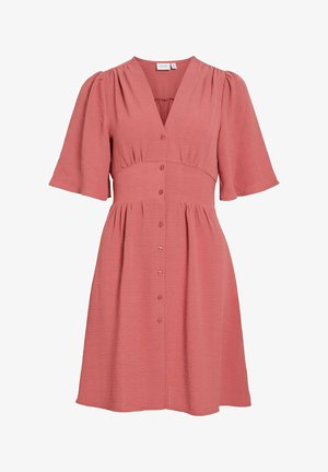 VILA, SHORT DRESS VISKOV SHORT SLEEVED - Rochie tip cămașă - rose brown