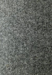 Gray woven fabric with a textured pattern, featuring a mix of light and dark fibers for a multi-tonal appearance.