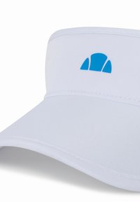 Gorra visera blanca con un ala curva y un gráfico de logo azul en la parte frontal. Fabricada con un tejido ligero de textura suave.